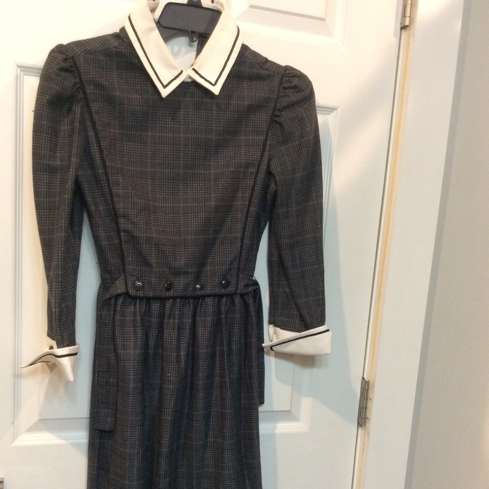 1960s 70s Vintage fleece grey Dress